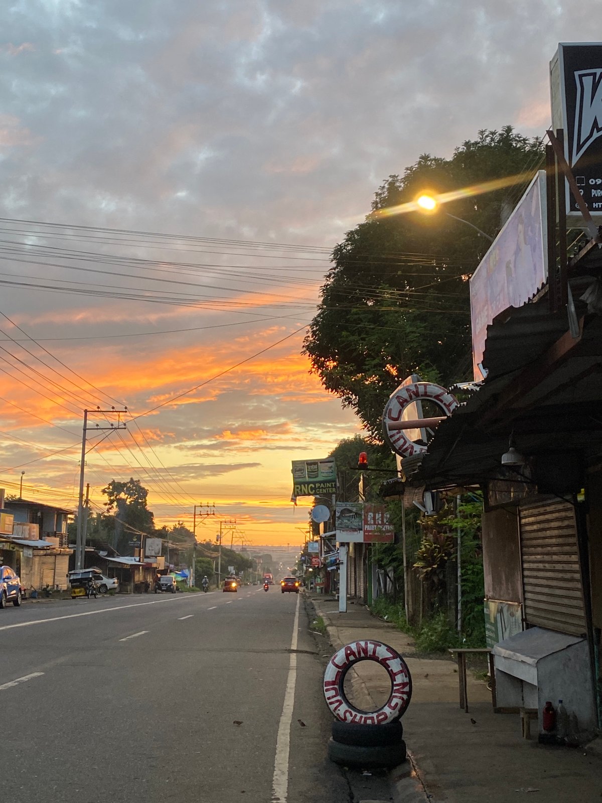 Evening street scenes across a Davao City neighborhood