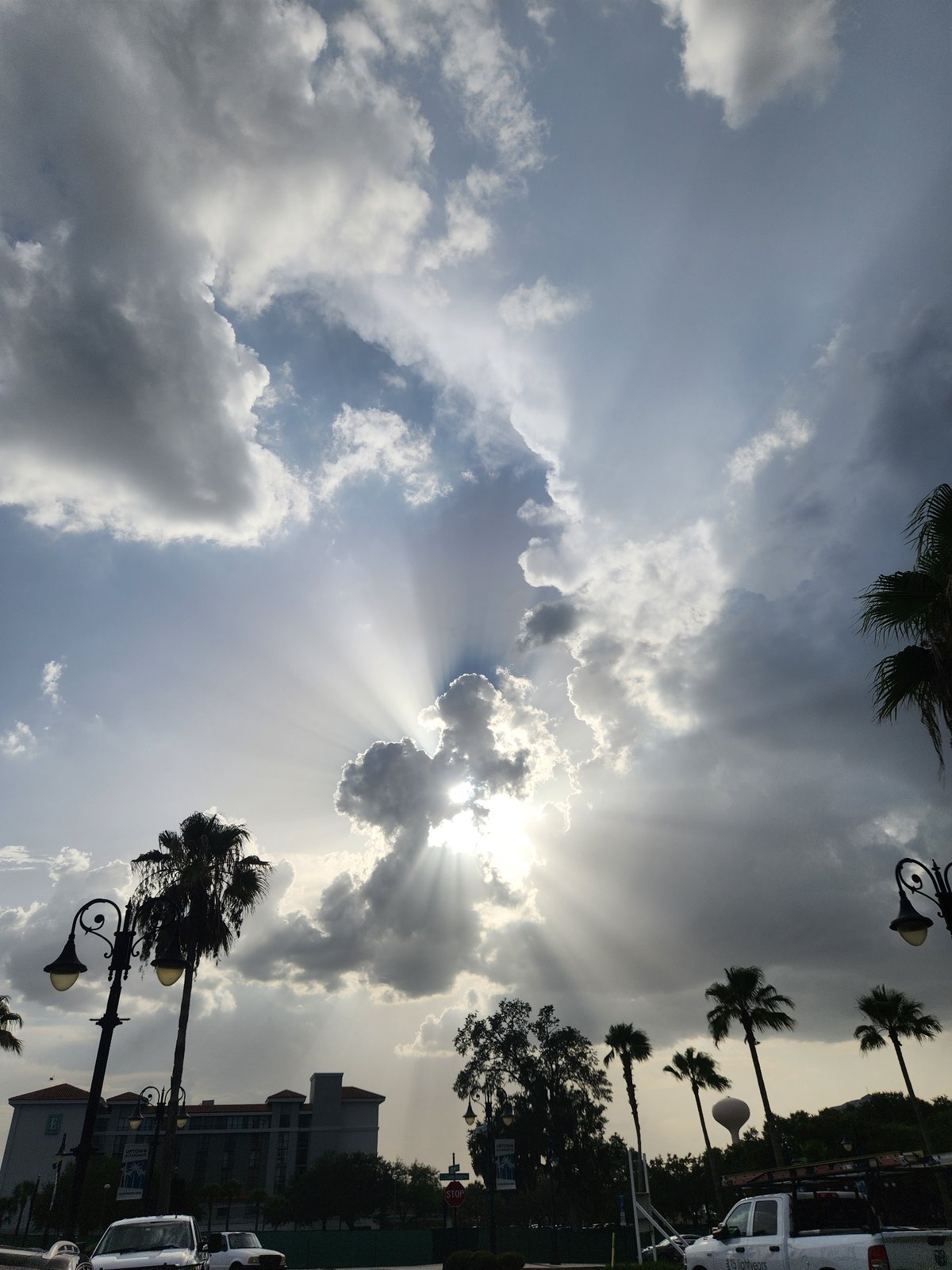 Sunbeams cut through stormy clouds over Altamonte Springs