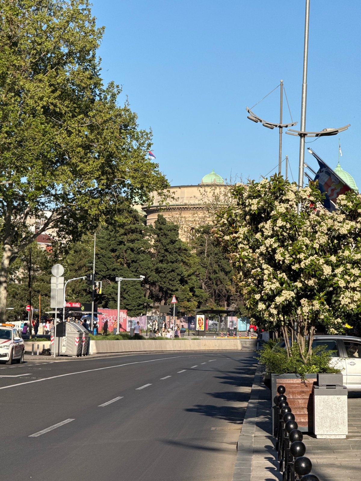 Street scenes captured near Belgrade's National Assembly Building
