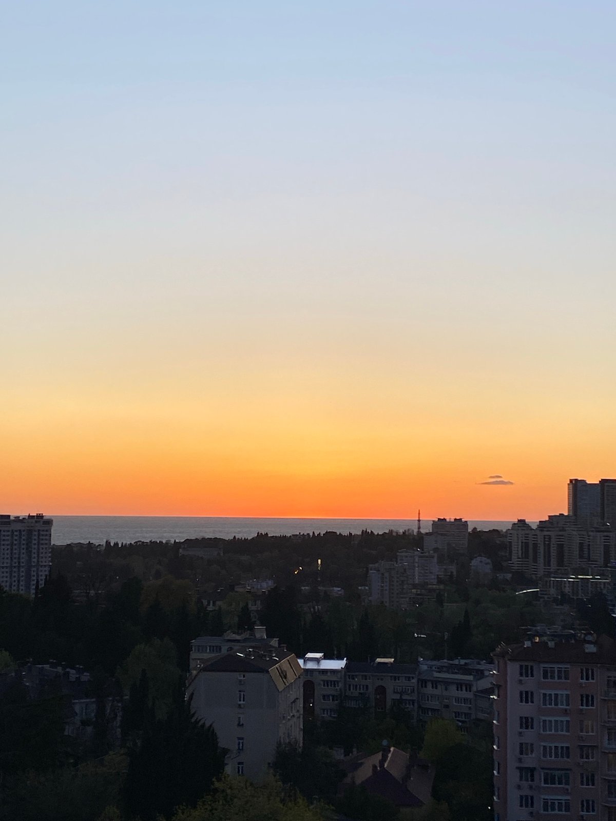 Coastal sunset vista captured from elevated viewpoint in Sochi