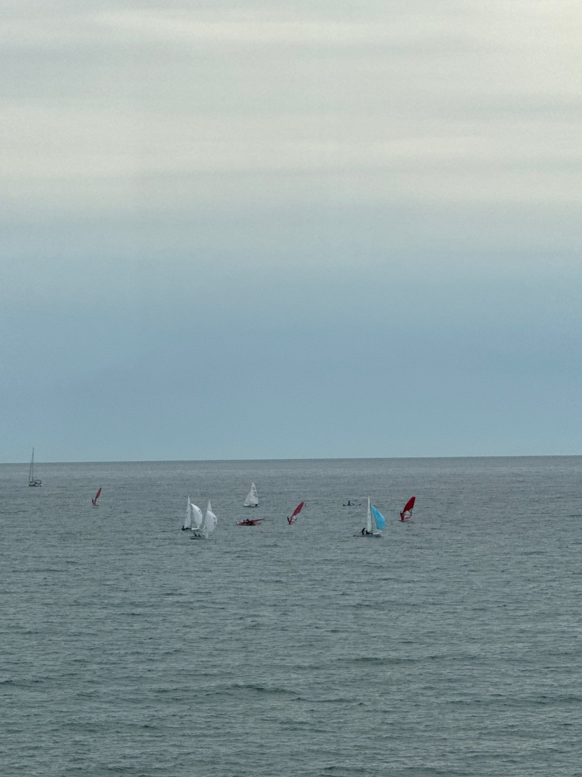 Sailboats spotted on choppy Black Sea waters near Sochi