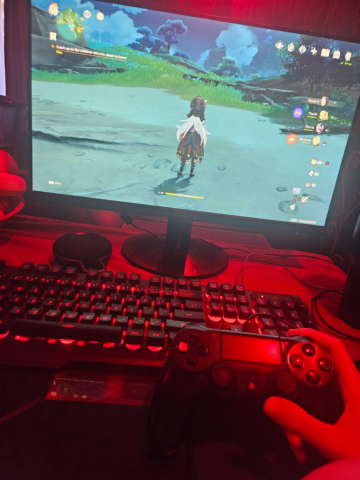 Gaming setup with red LED lighting observed in Blagoevgrad