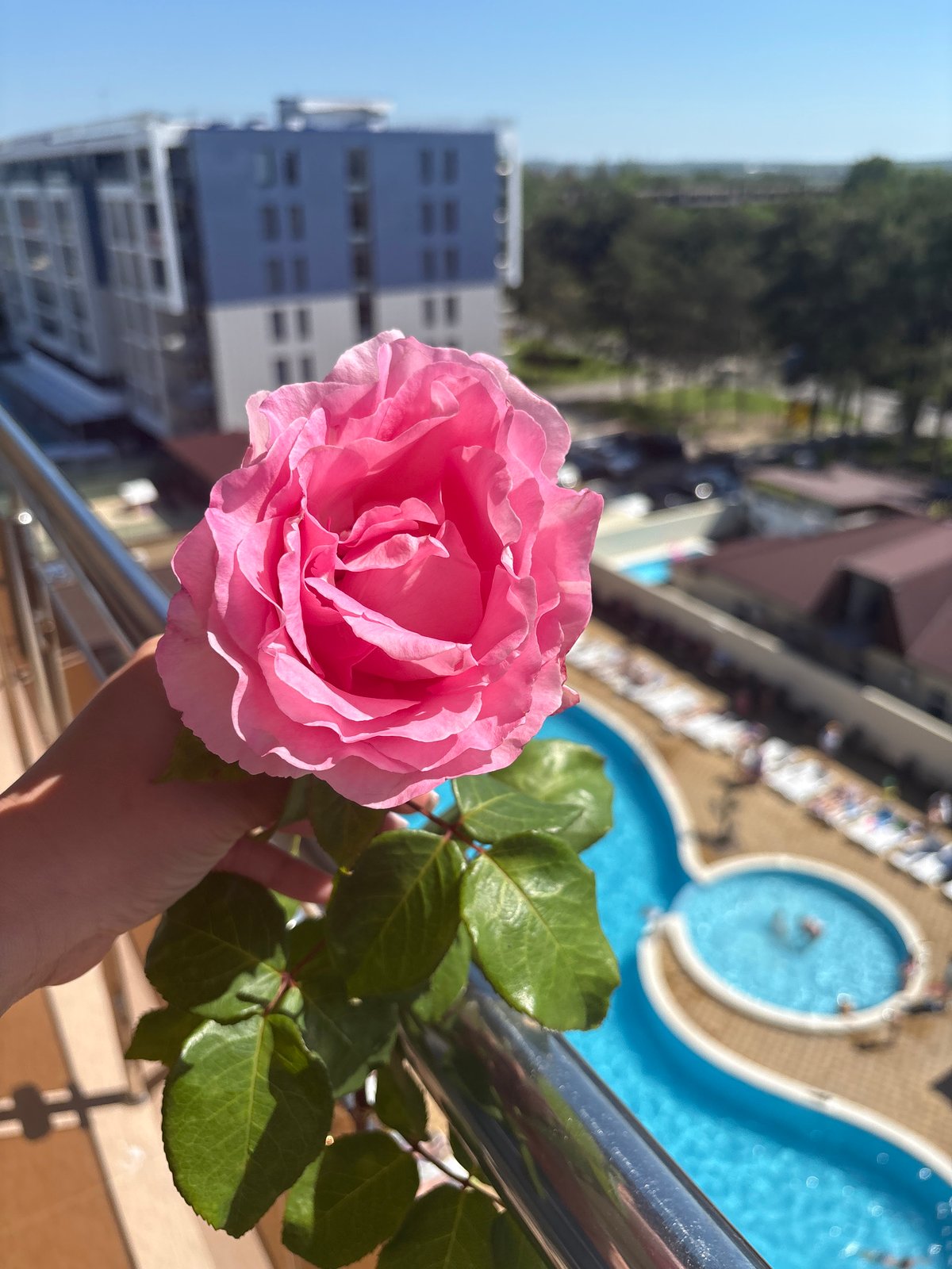 Tourist documents early morning resort visit in Anapa, Russia