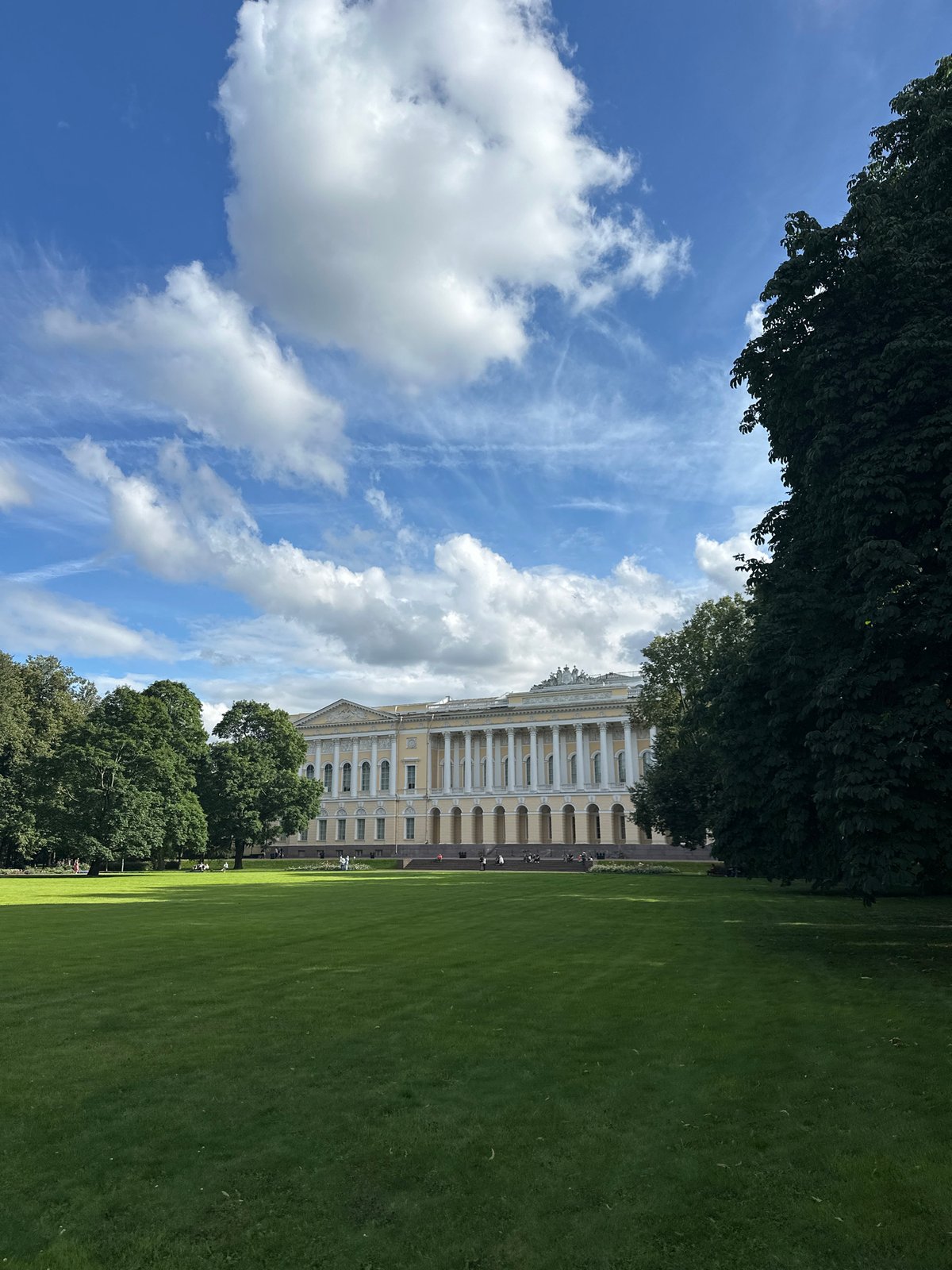 Mikhailovsky Palace and gardens on a sunny St. Petersburg afternoon