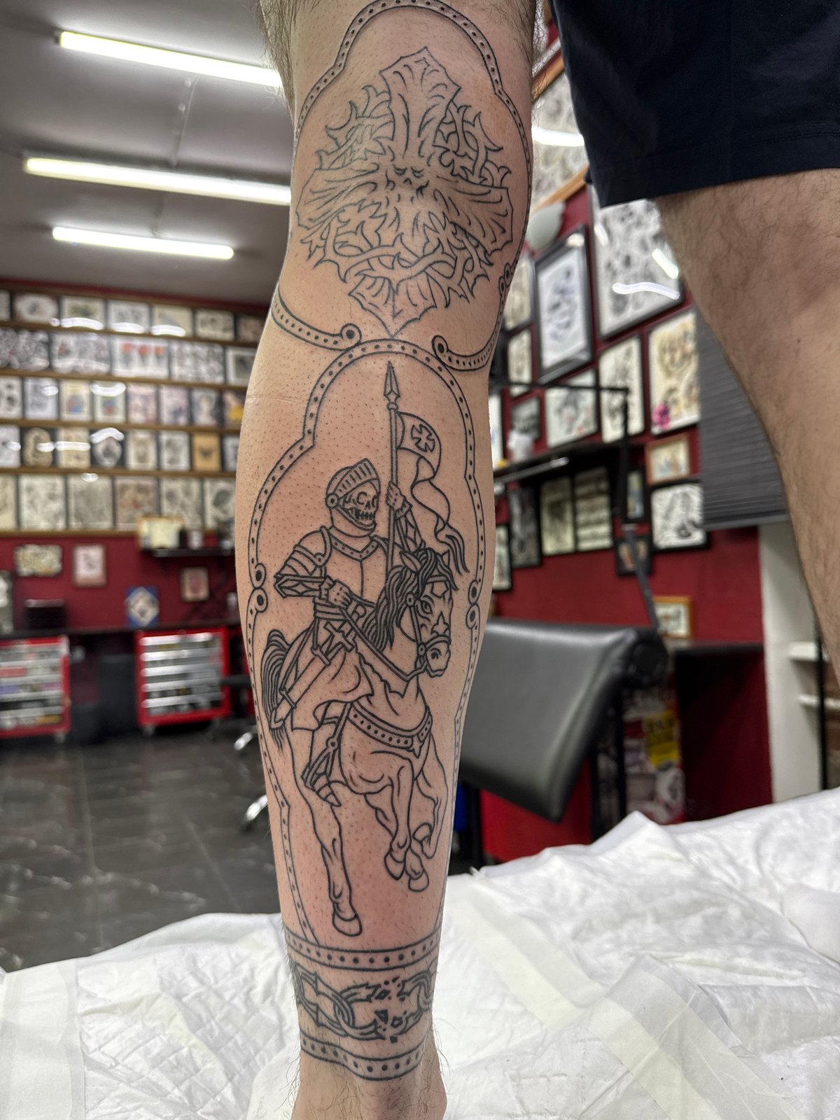 Fresh tattoos displayed at Moscow parlor