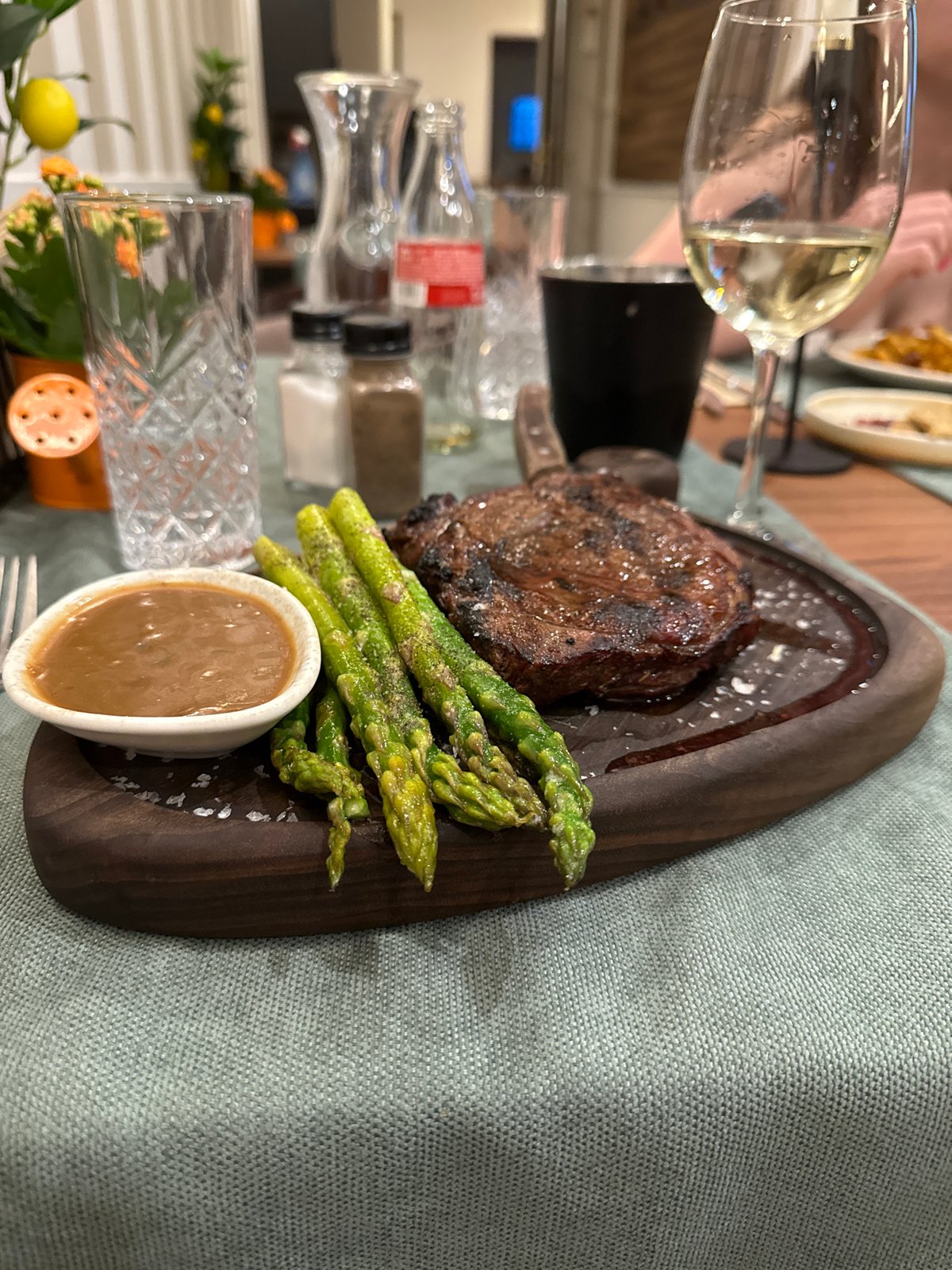 Grilled steak dinner served at Grivitsa restaurant
