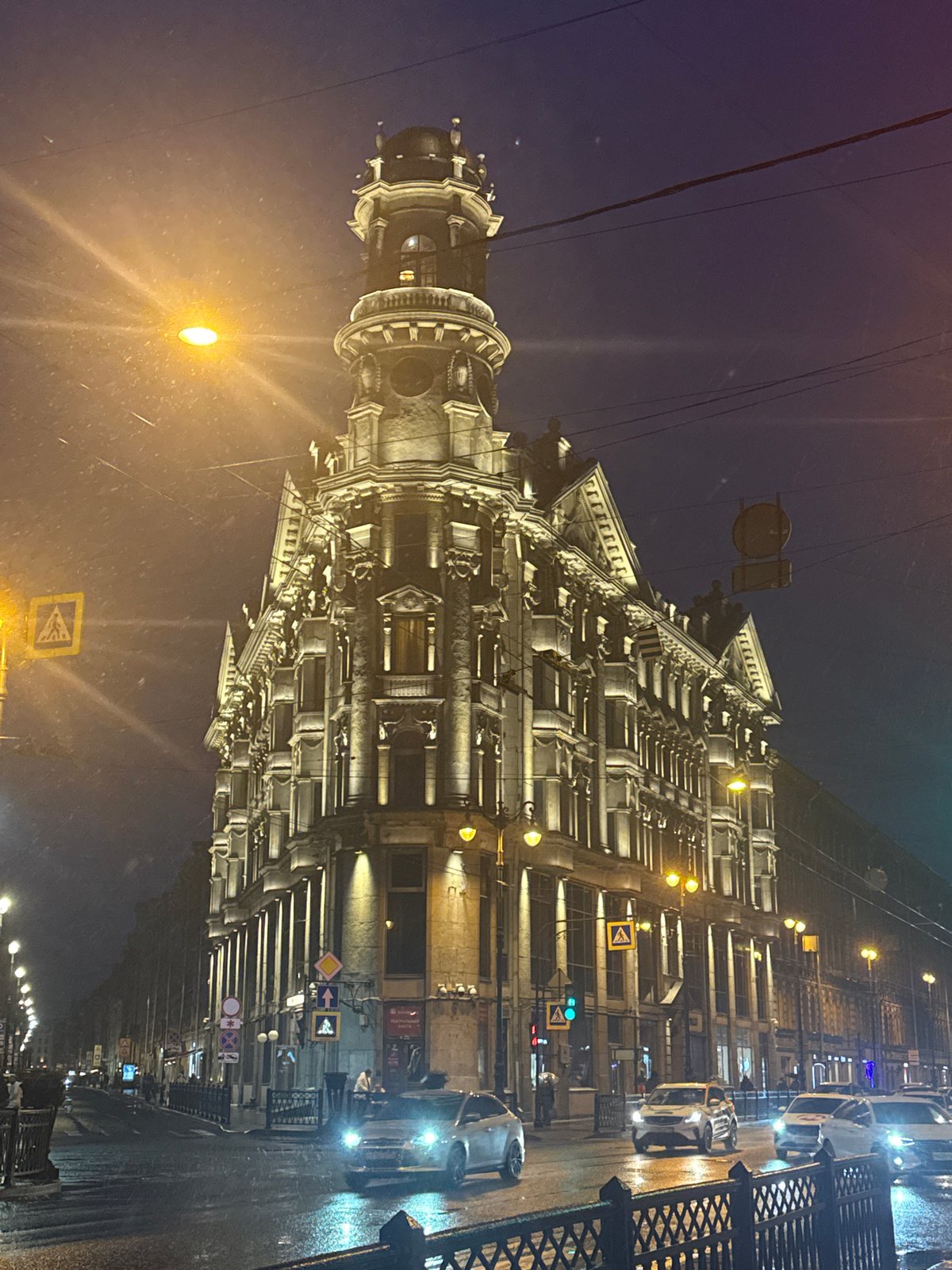 Nighttime architectural documentation across central Saint Petersburg landmarks