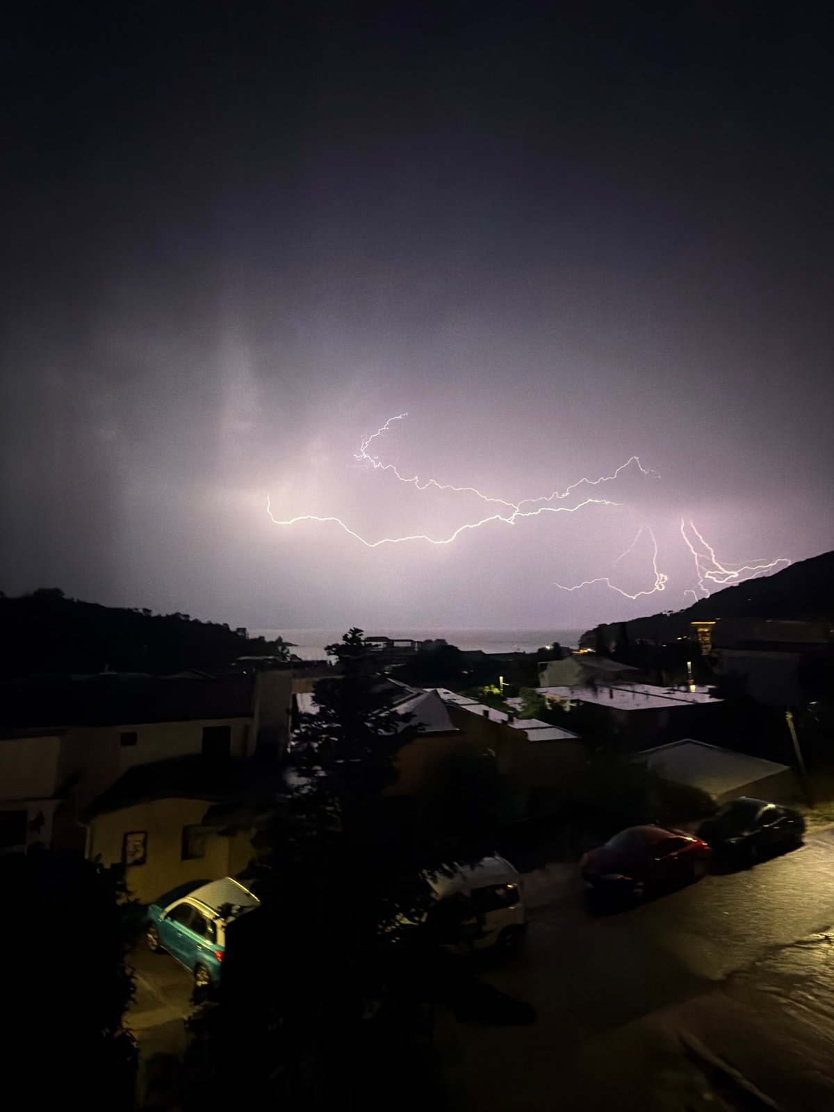 Lightning storm strikes coastal Montenegro town during evening hours