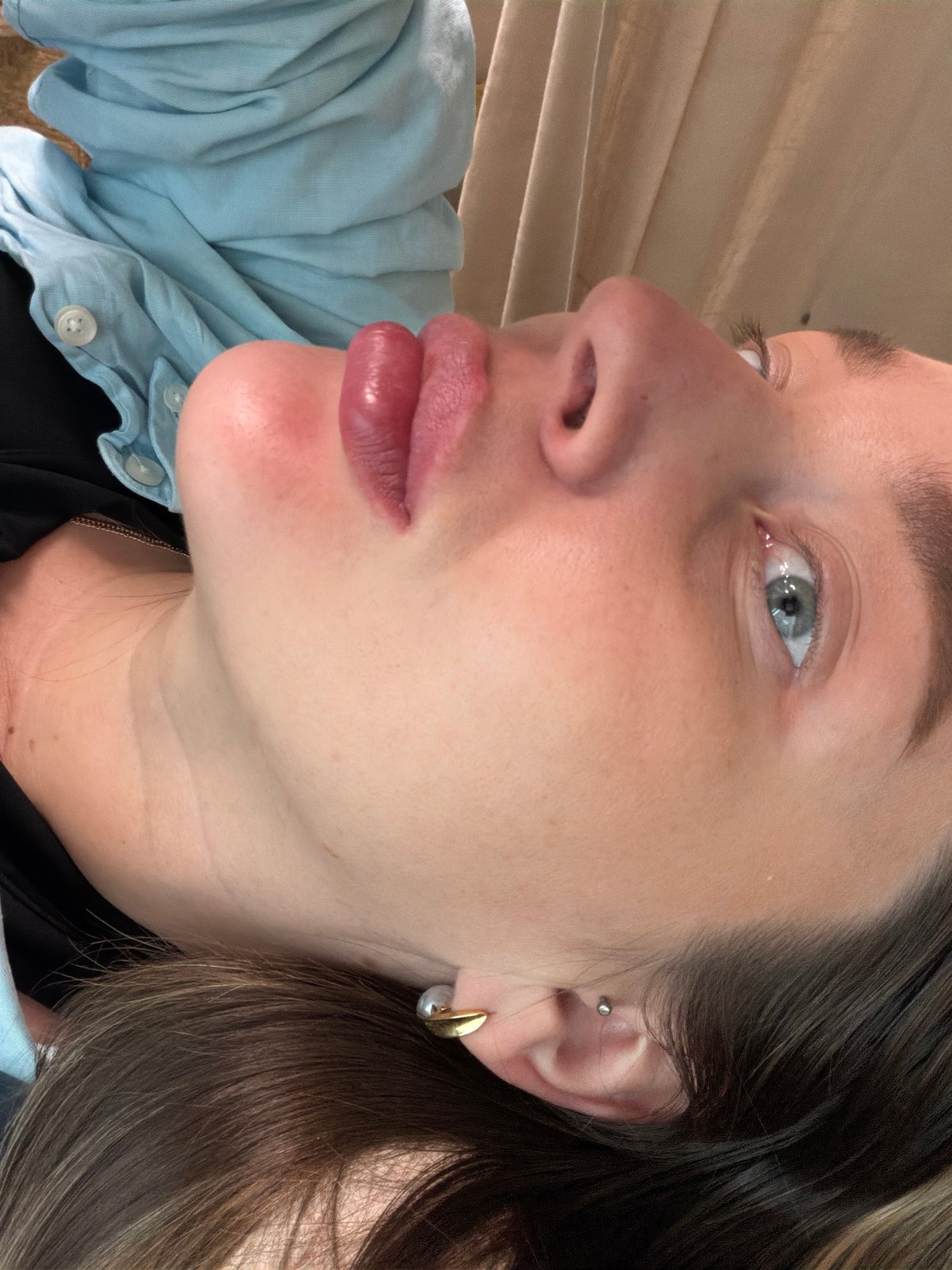 Person resting on furniture captured from multiple angles
