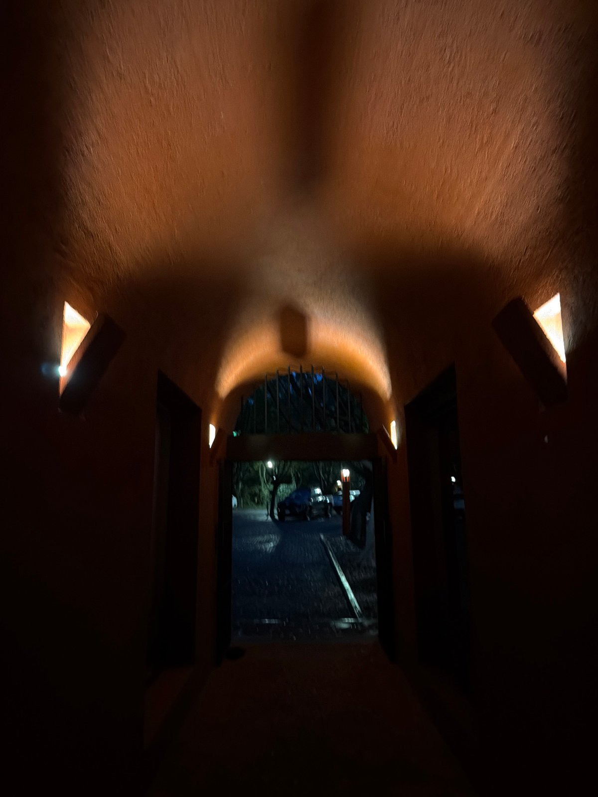 Nighttime architectural spaces documented in Puebla, Mexico courtyard area
