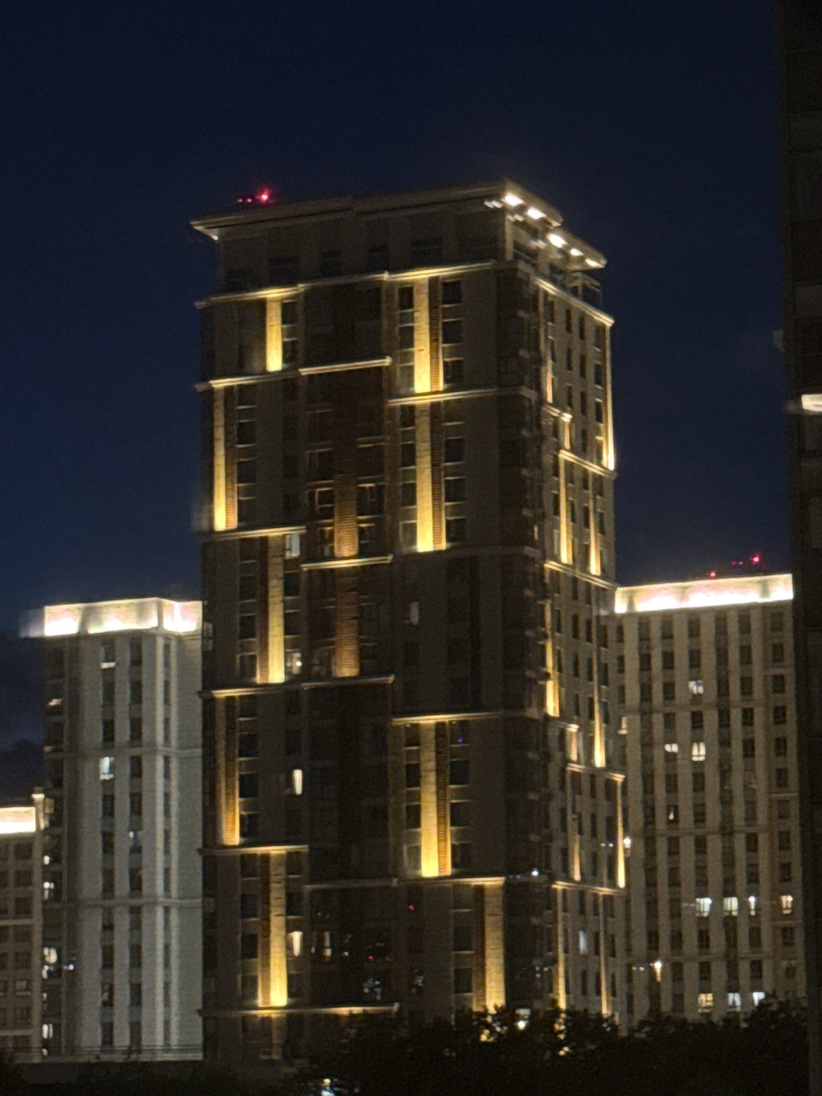 Khimki residential towers at night, seen from every angle