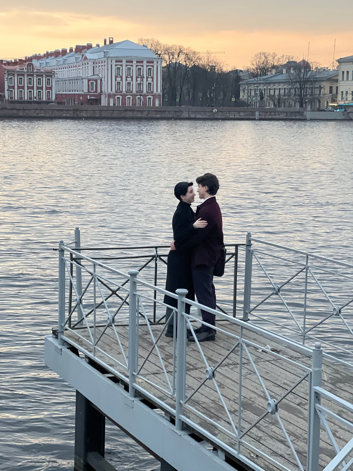 Street performers in golden costumes entertain in Saint Petersburg