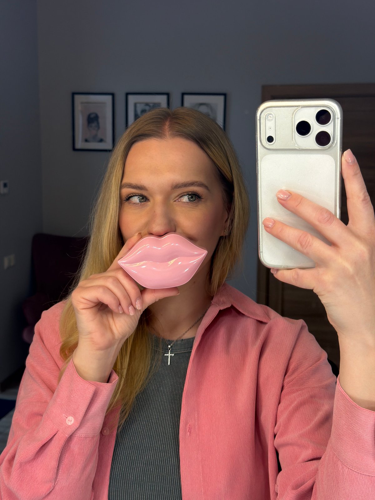 Woman takes selfies in Riga beauty studio
