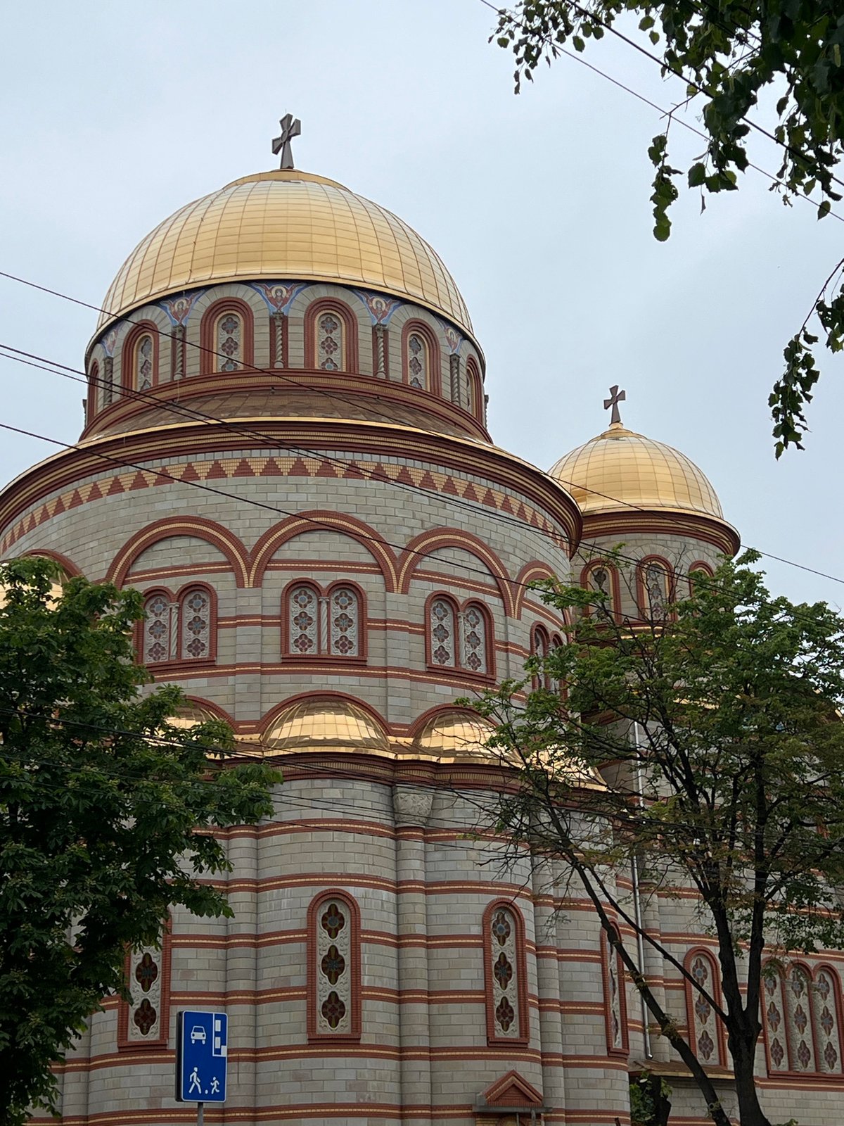 Morning documentation of Orthodox church and residential areas in Ternopil