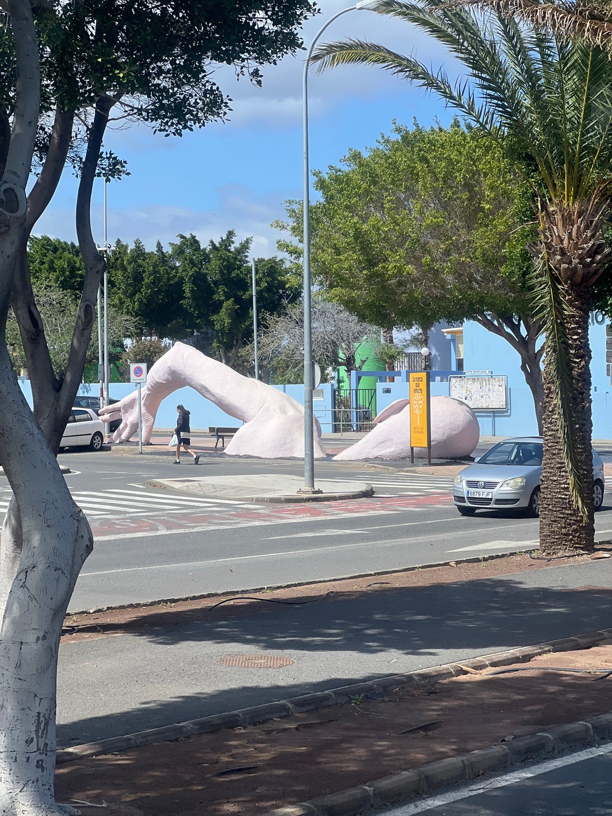 Pink hand sculptures appear across Canary Islands municipalities