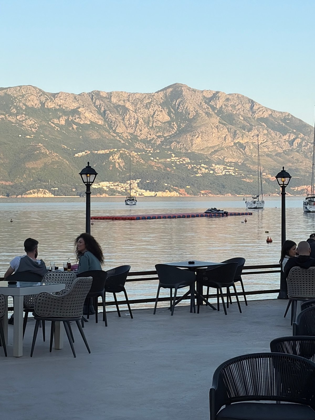 Afternoon leisure activities documented along Budva Montenegro waterfront