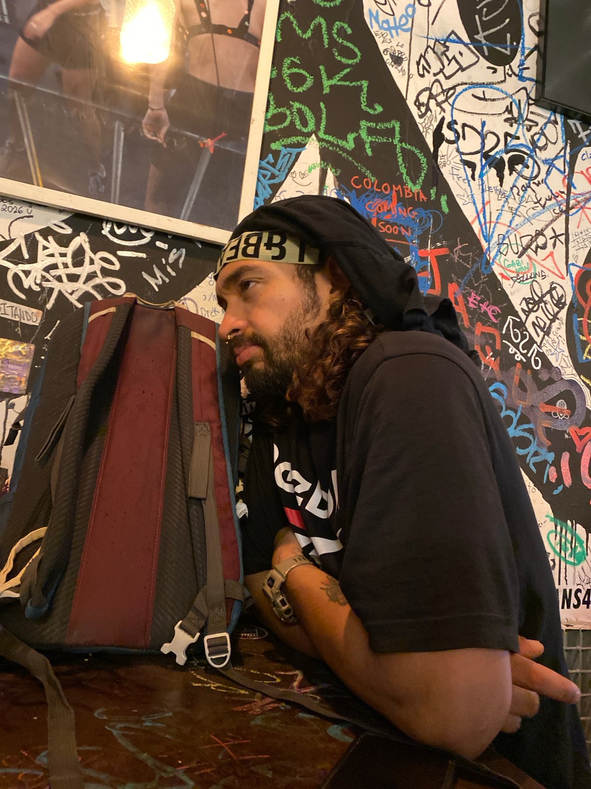 Late night at a graffiti-lined Barcelona bar