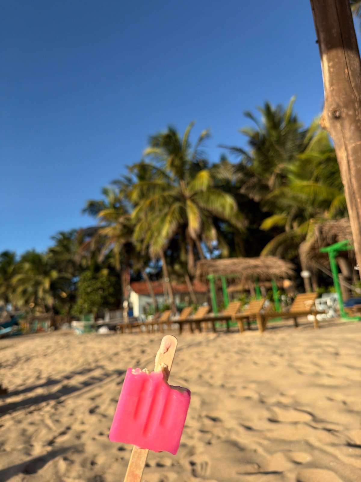 Solo beachgoer documents snacks and scenery at Arugam Bay