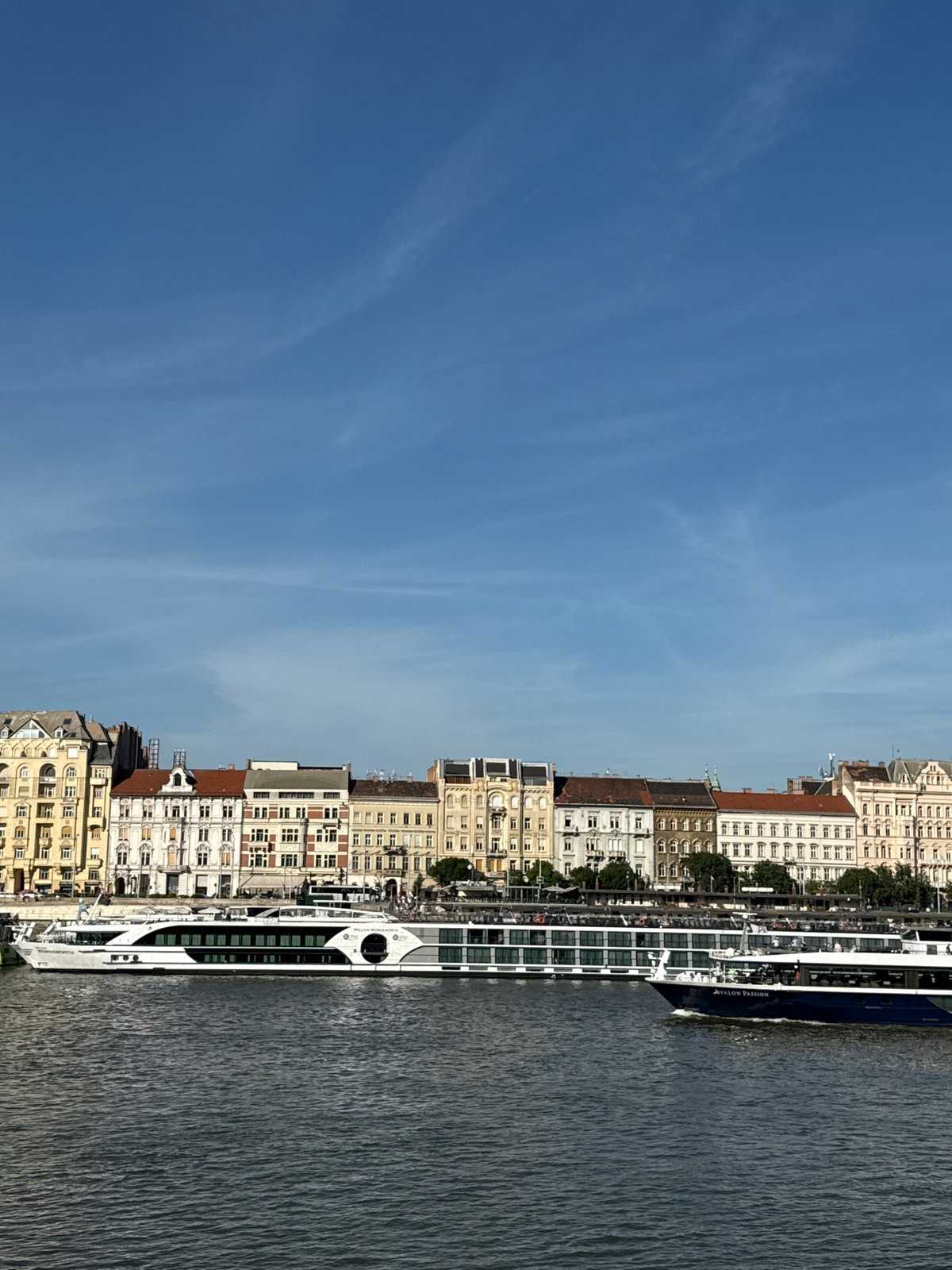 River cruise ships active along Budapest's Danube waterfront