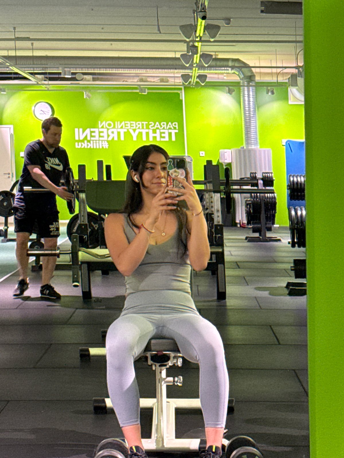 Woman documents workout session at Lappeenranta gym