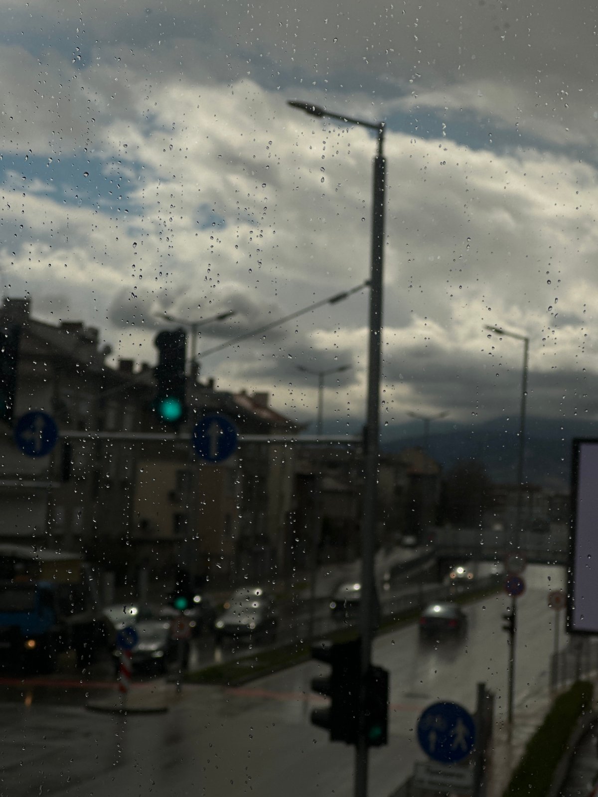 Rainy morning captured through windows and beverages in Plovdiv