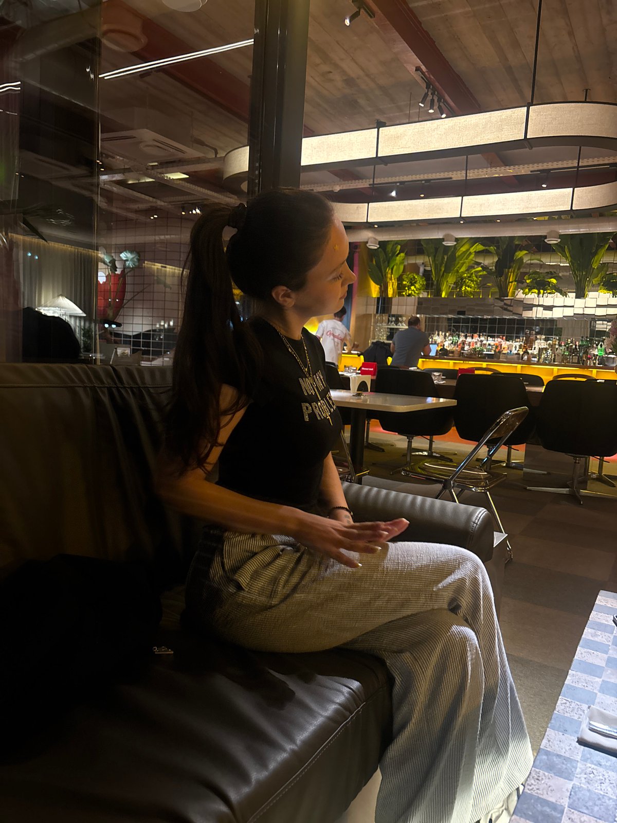 Evening diners document meal at modern Yerevan restaurant