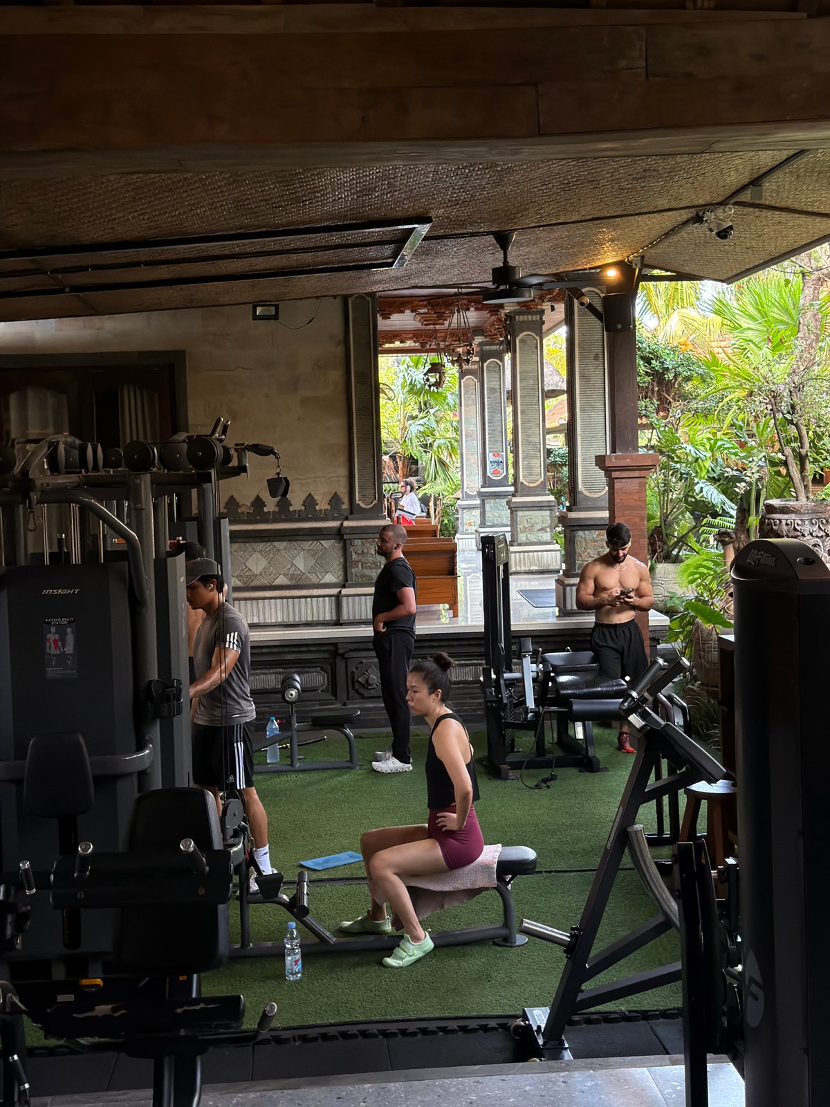 Morning workout documented at tropical gym in North Kuta