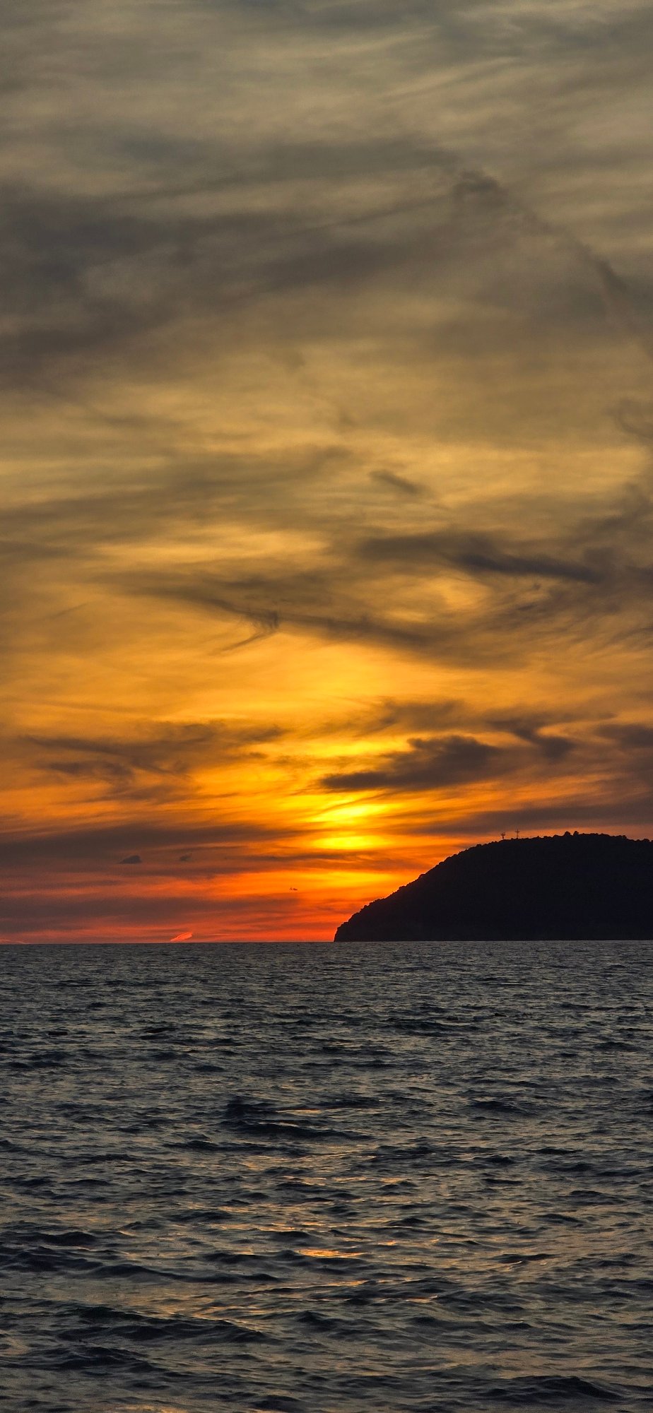 Vivid sunset captured over Bar, Montenegro coastline