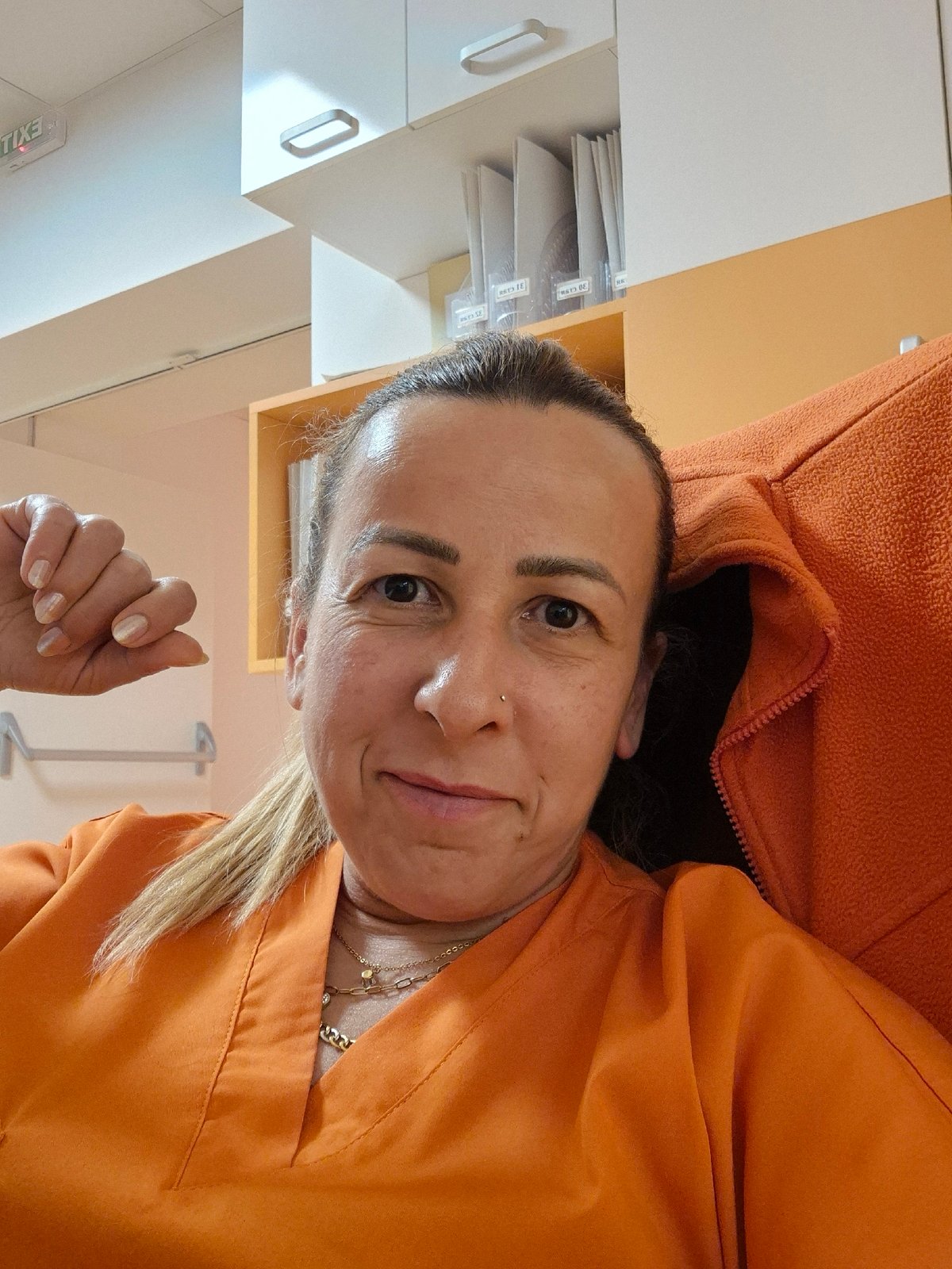 Selfie series from what appears to be a medical workplace