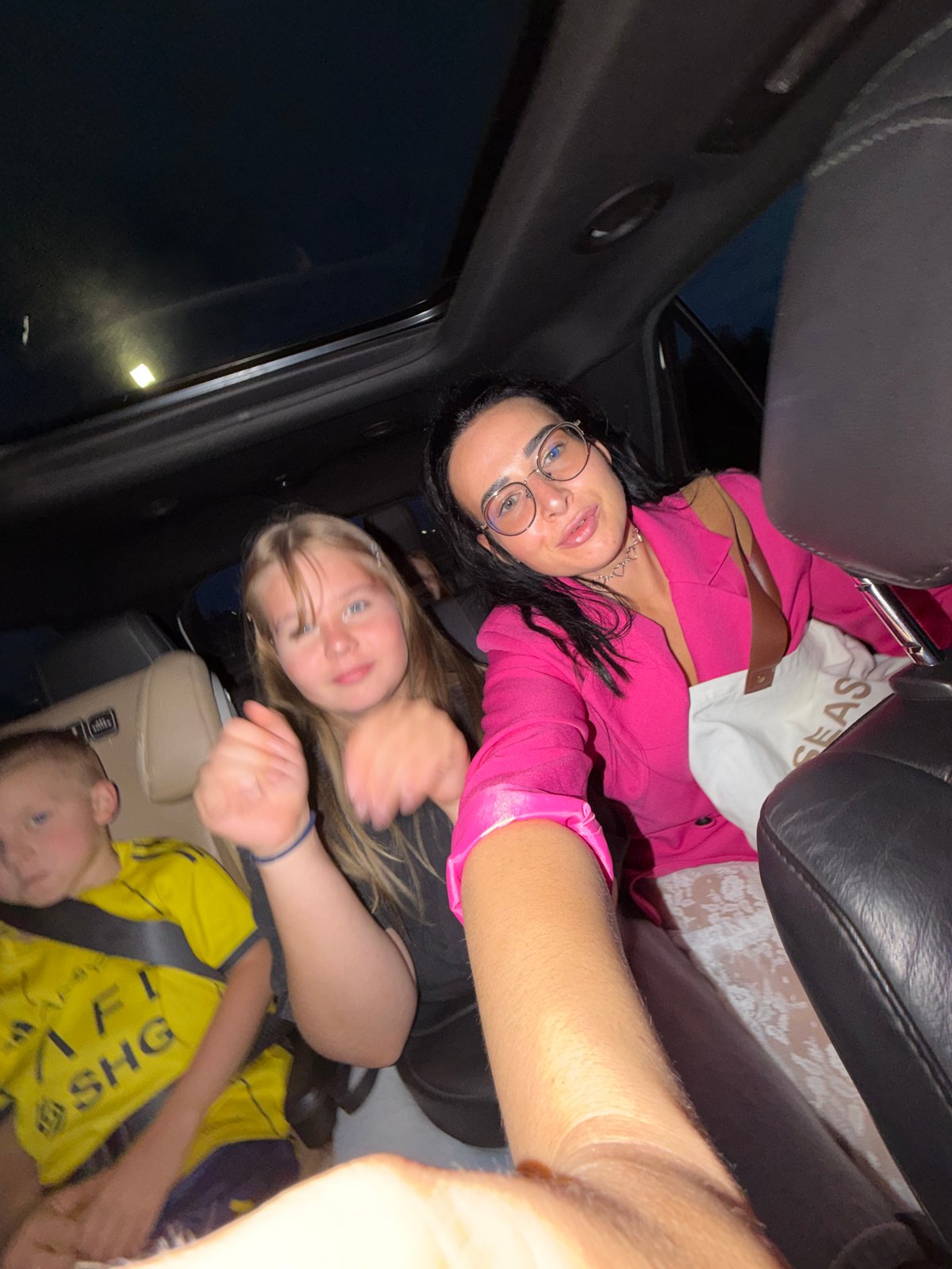 Nighttime car ride with children captured in Veliky Novgorod