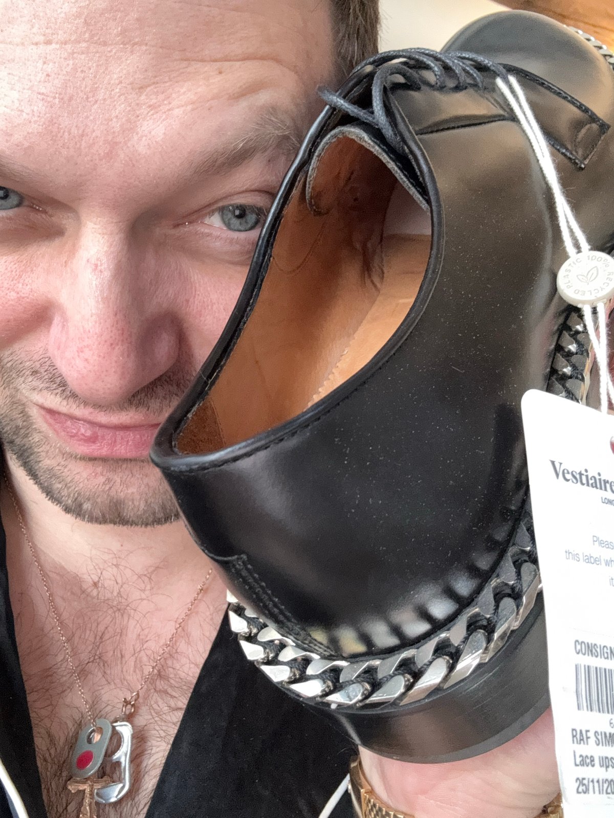 Designer shoe unboxing documented in Erba, Italy