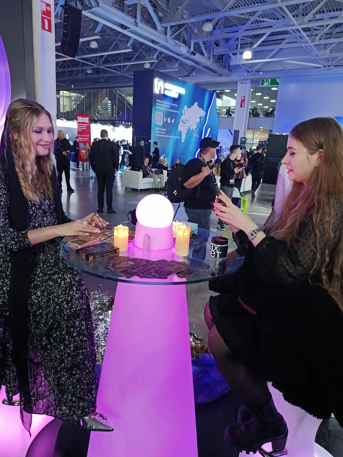 Women attend indoor convention event in Khimki, Russia
