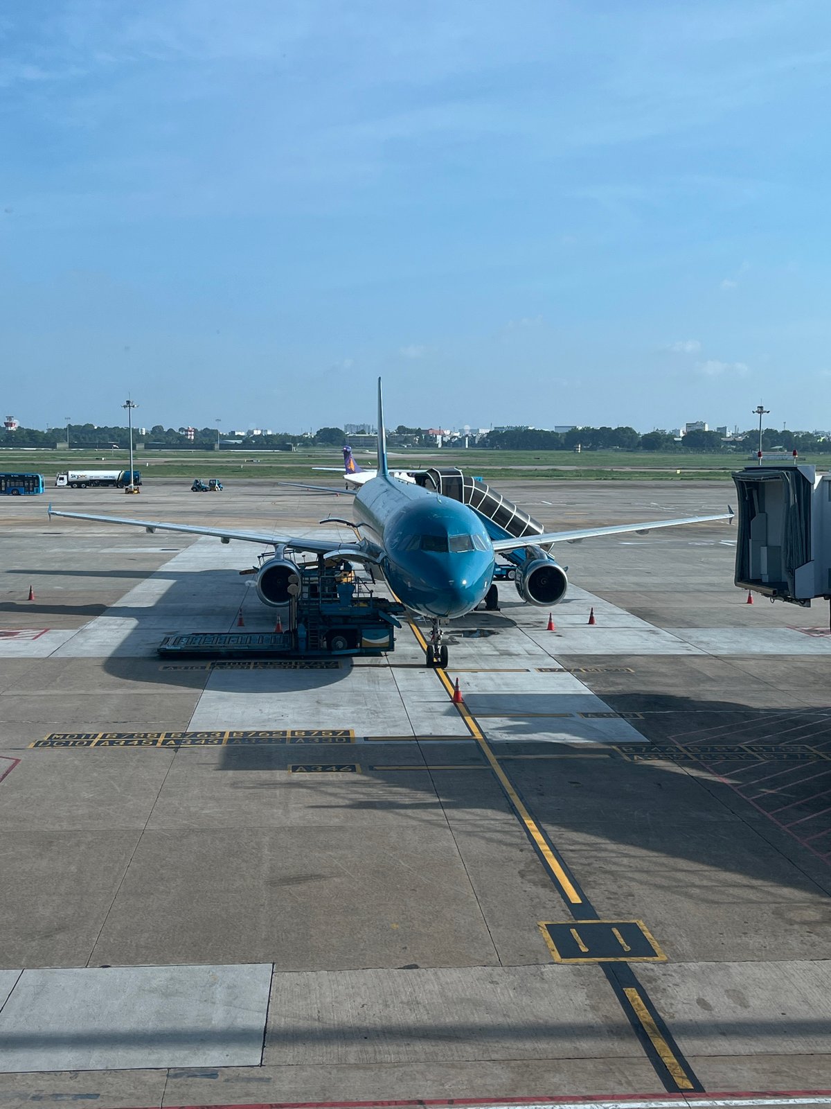 Airport activity documented in Thuận An, Vietnam early morning