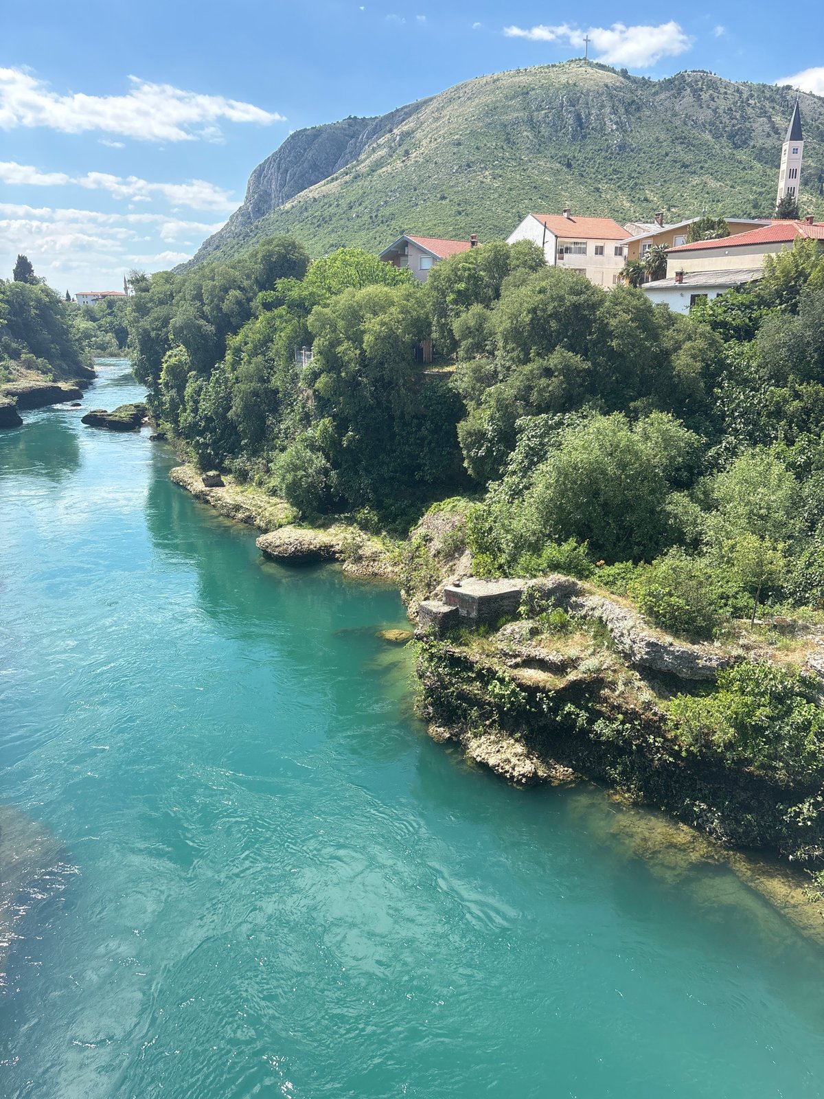 Morning documentation of Neretva River scenes in Mostar