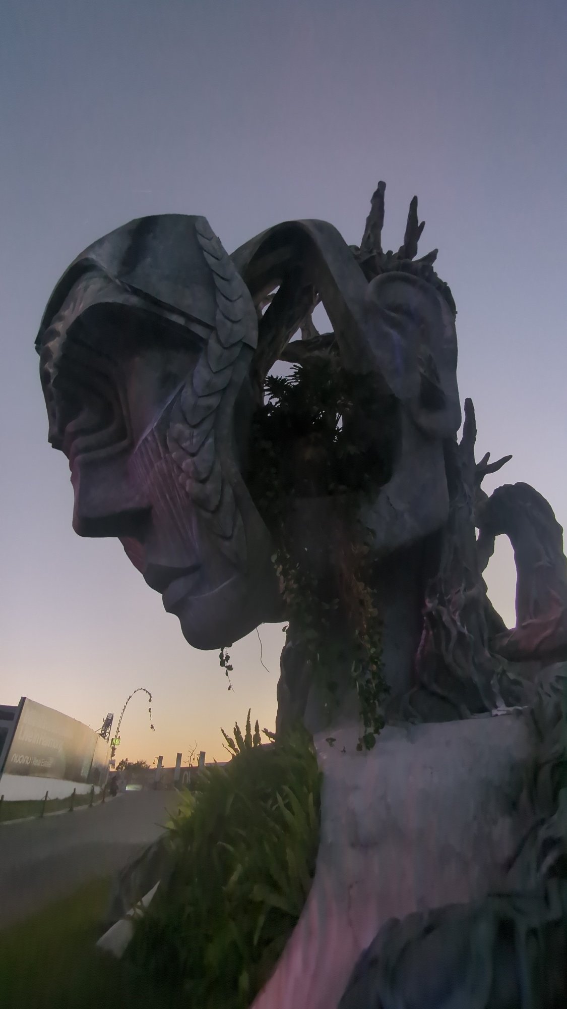 Large traditional sculptures displayed in Kediri Indonesia public space