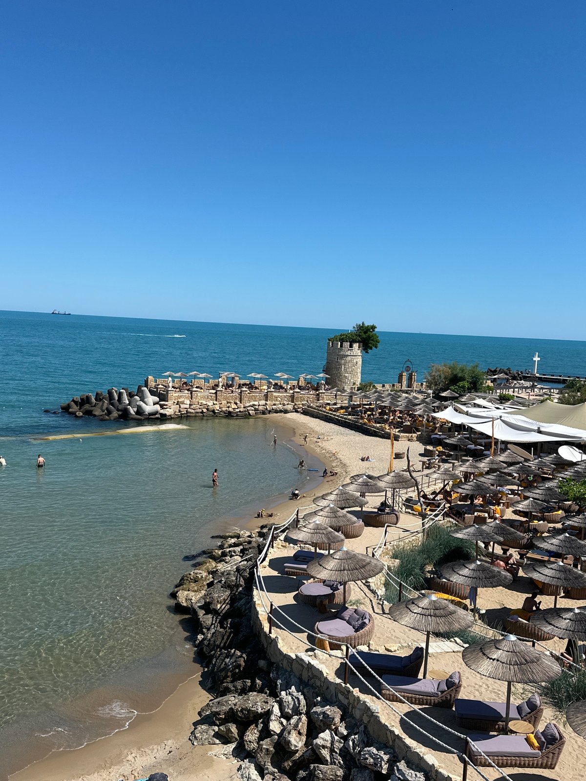 Packed beach resort day on the Bulgarian Black Sea coast