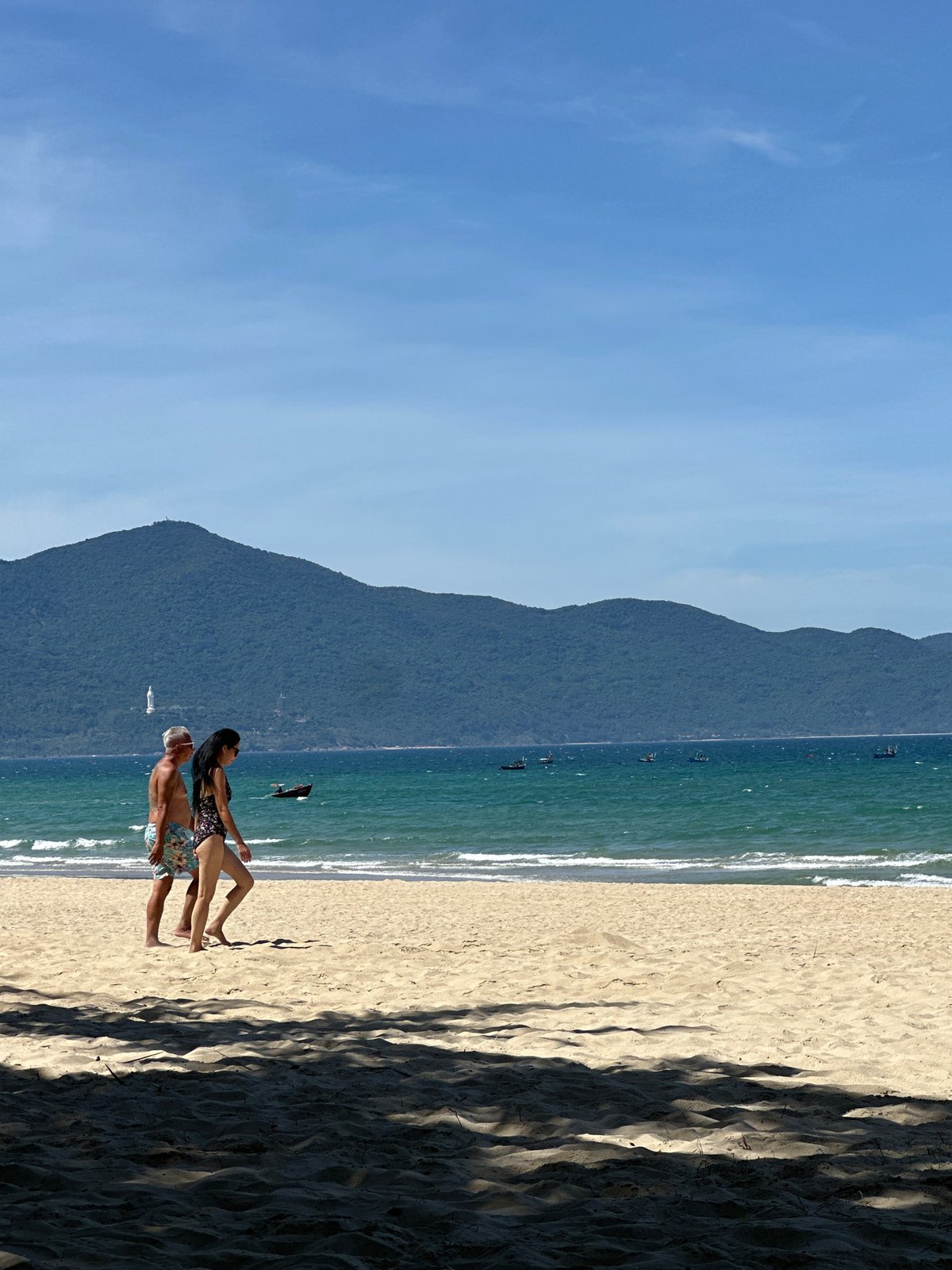 Morning beach activities captured at My Khe Beach, Vietnam