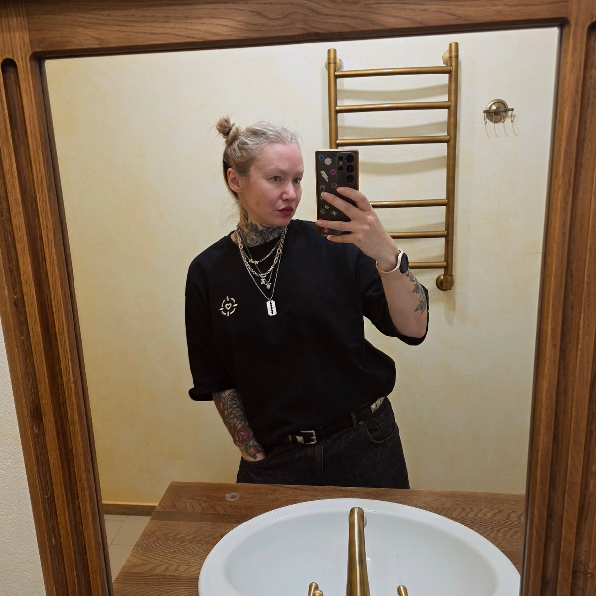 Bathroom selfie captured in rural Belarus village