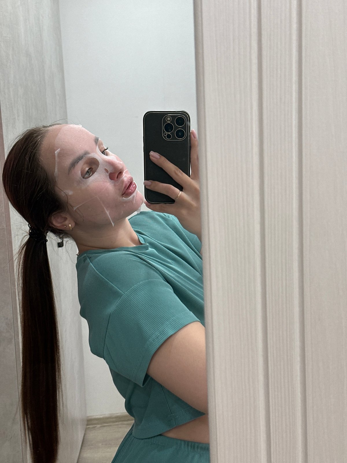 Self-care routine documented through selfies in Chaikovsky, Russia