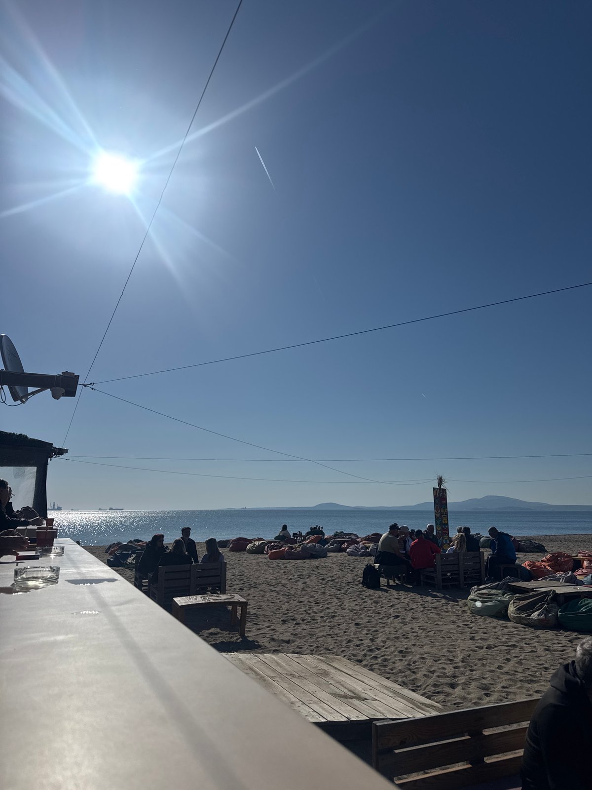 Morning dining scene captured at Burgas beach cafe