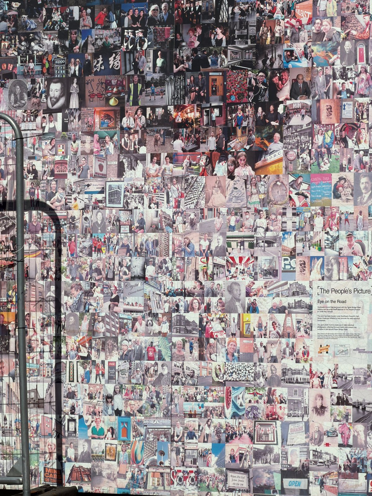 Fire alarm activated near photo mosaic display in London