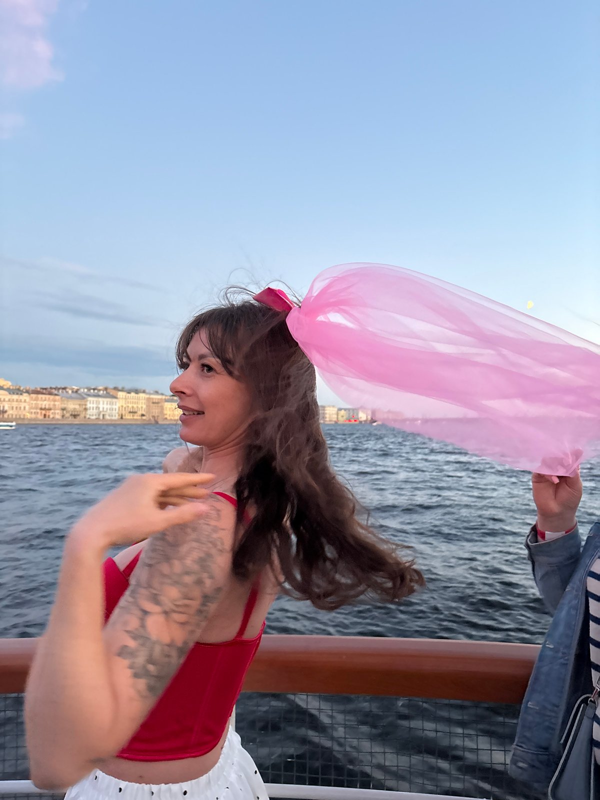 Evening boat cruise on the Neva, Saint Petersburg summer sunset