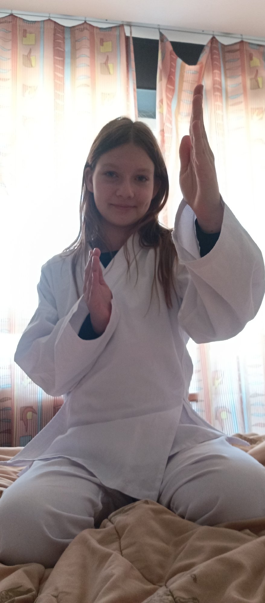 Martial arts practice session with cat companion documented