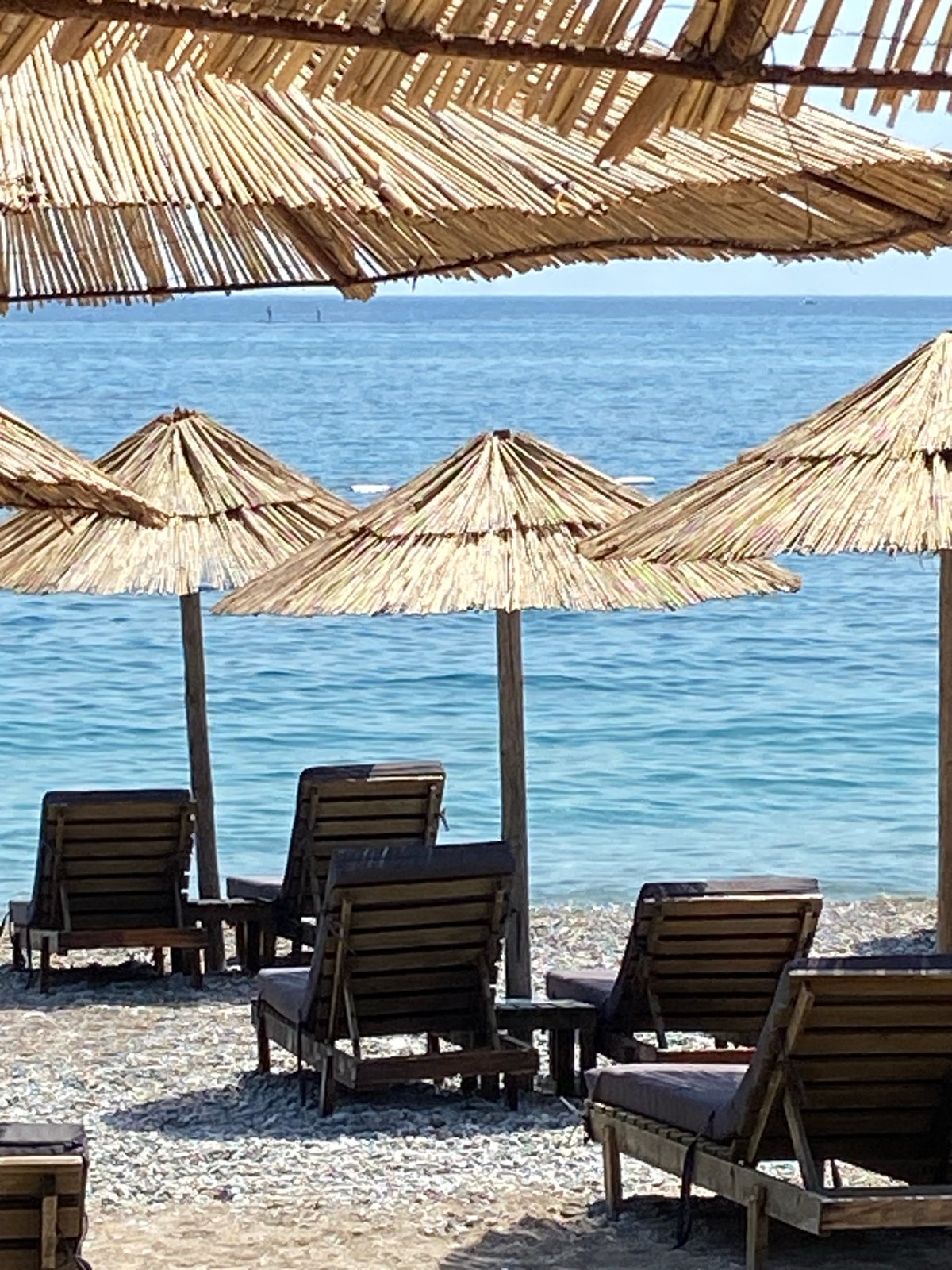 Midday at a Montenegro beach club and coastal café