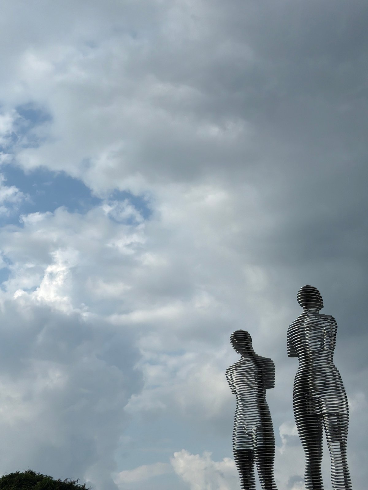 Ring-formed metal figure sculptures on the Batumi waterfront