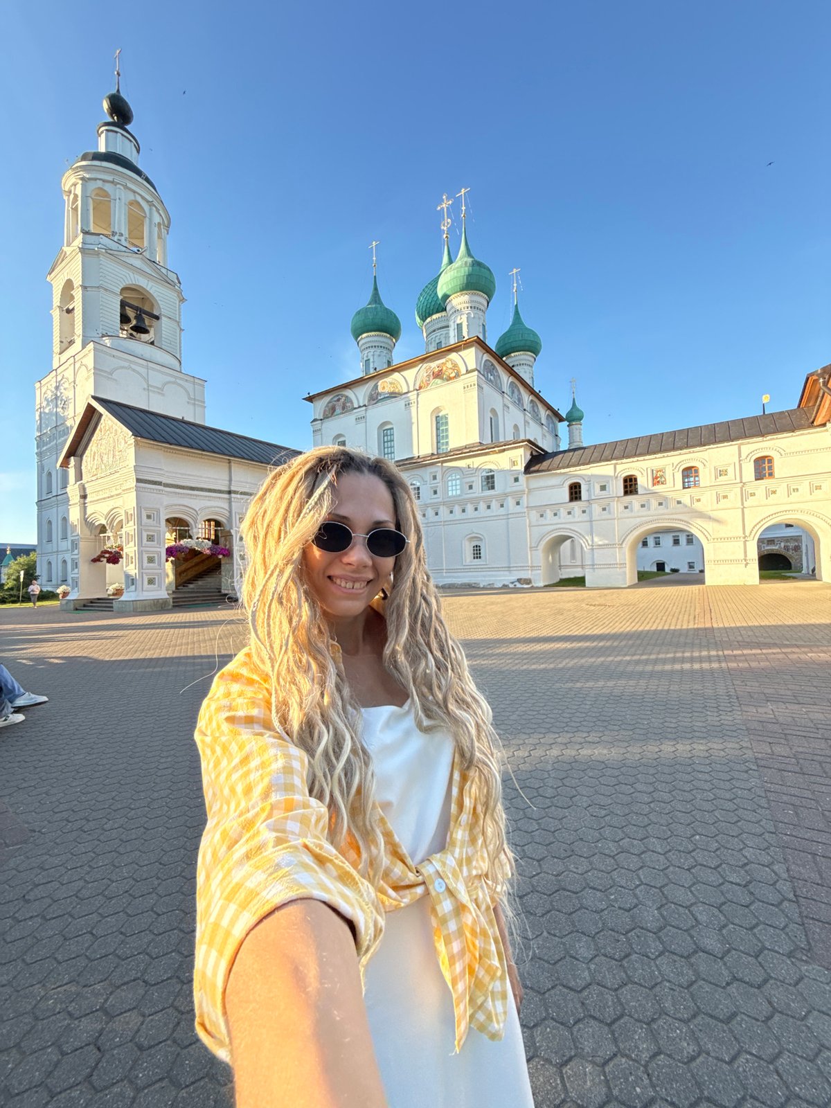 Visitors photographed at historic Yaroslavl monastery complex