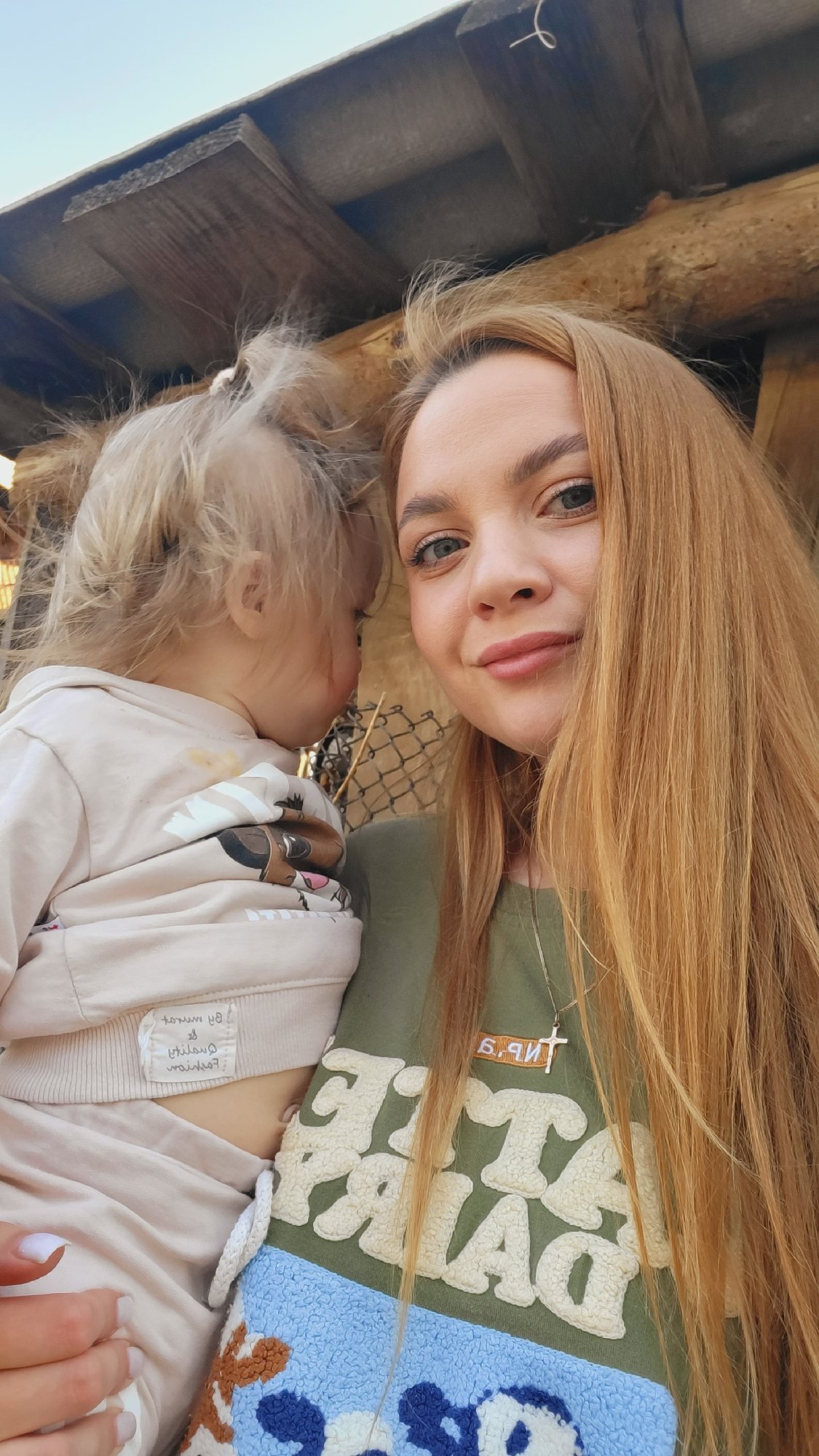 Family meal with traditional foods in Russian village