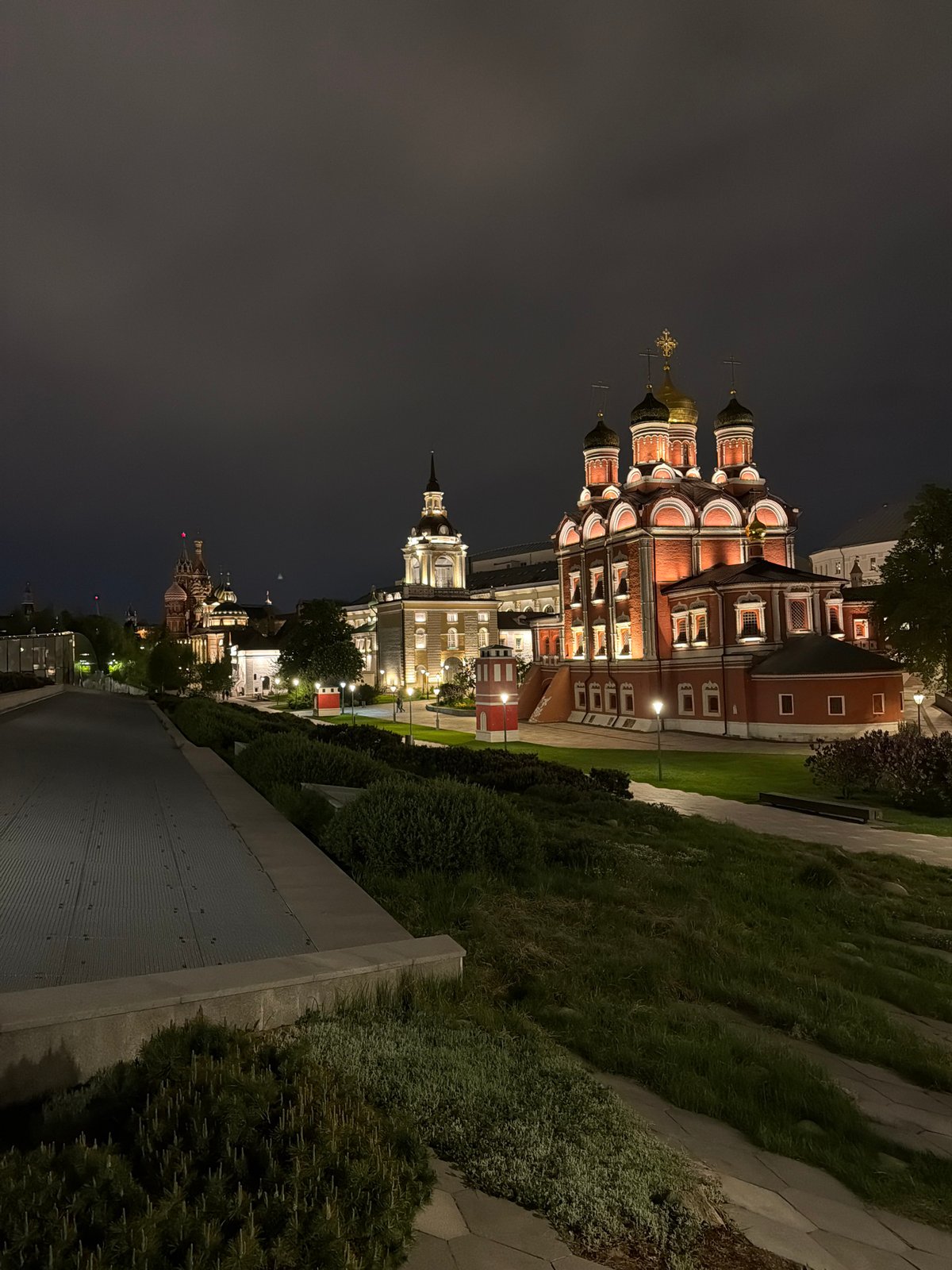 Moscow Orthodox cathedral photographed at night on Bolshaya Ordynka