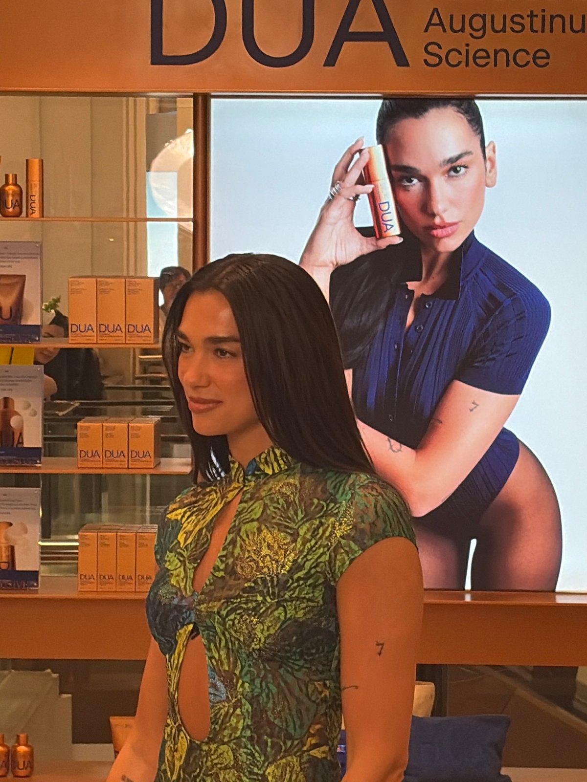 Dua Lipa beauty product display spotted at London Selfridges
