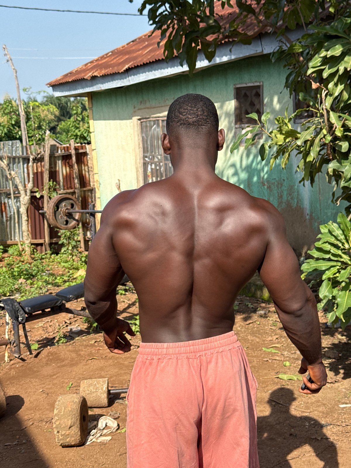 Makeshift outdoor gym session in Akwanga, Nigeria
